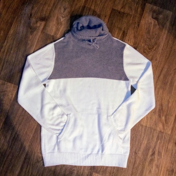 Black Sweaters - Turtleneck sweater with kangaroo pocket